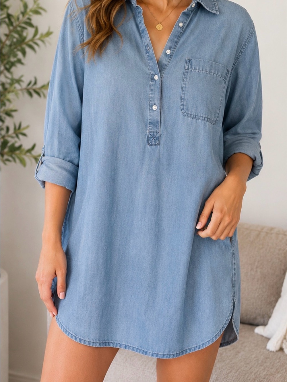 Old Navy Light Blue Chambray Shirt Dress